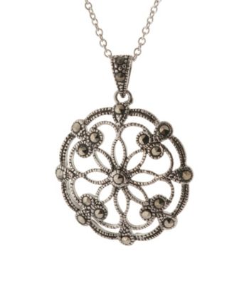 Athra Cutout Filigree Round Pendant On 18