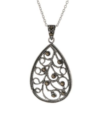 Athra Cutout Filigree Teardrop Pendant On 18