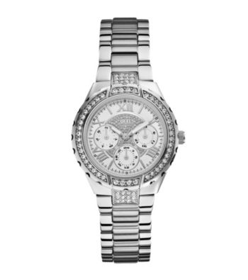 Guess Silvertone Sparkling Hi-Energy Mid-Size Watch