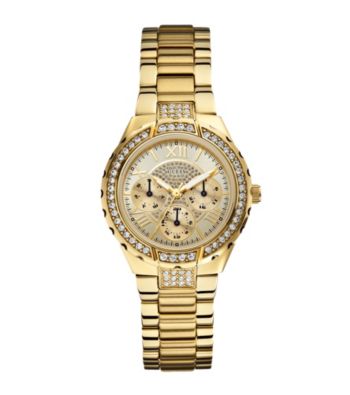 Guess Goldtone Sparkling Hi-Energy Mid-Size Watch