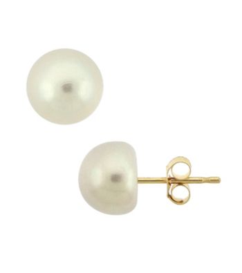 Designs by FMC 10K Gold Freshwater Pearl Stud Earrings, 5.5-6mm
