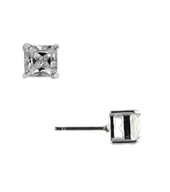 Nine West® Small Cubic Zirconia and Silvertone Square Stud Earrings