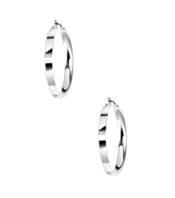 Nine West® Medium Silvertone Flat Click It Hoop Earrings
