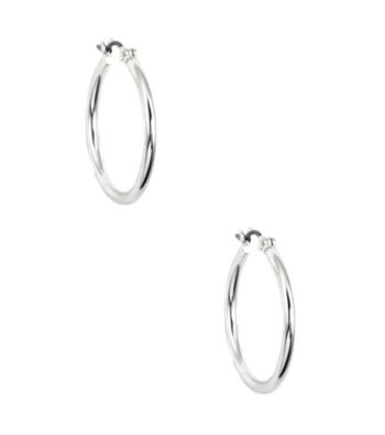 Nine West® Small Polished Silvertone Click It Hoop Earrings