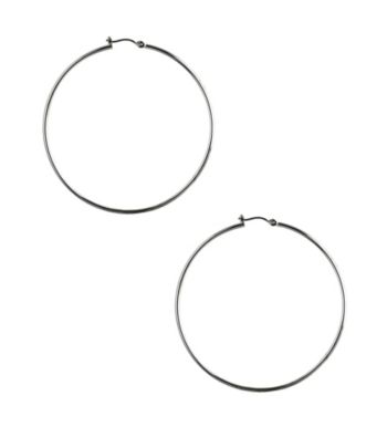 Nine West® Large Polished Silvertone Click It Hoop Earrings