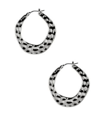 Nine West® Medium Hammered Silvertone Drop Earrings