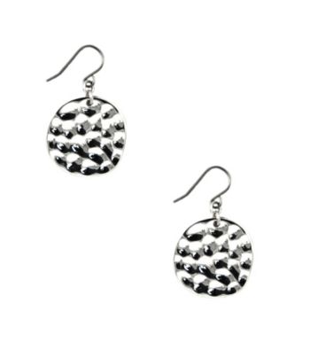 Nine West® Small Hammered Silvertone Drop Earrings