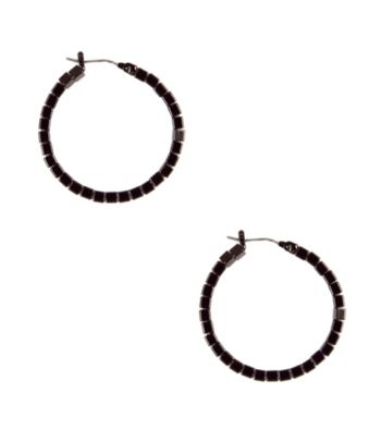 Nine West® Hematite Beaded Hoop Earrings