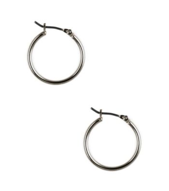 Nine West® Small Rounded Silvertone Click It Hoop Earrings