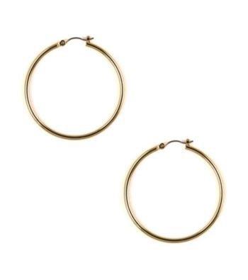 Nine West® Medium Rounded Polished Goldtone Click It Hoop Earrings