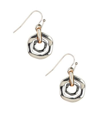 Nine West® Tri-Tone Orbital Leverback Drop Earrings