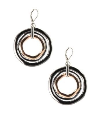 Nine West® Tri-Tone Orbital Leverback Drop Earrings