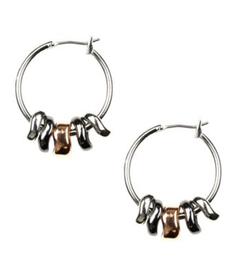 Nine West® Tri-Tone Shaky Click It Hoop Earrings