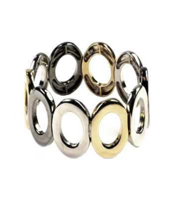 Nine West® Tri-Tone Oval Link Stretch Bracelet