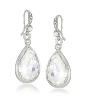 Carolee® Royal Redeux Crystal and Silvertone Pear Drop Pierced Earrings