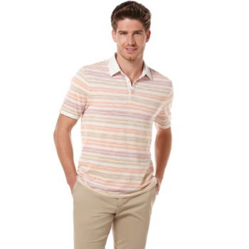 Perry Ellis® Men's Stone Short Sleeve Striped Pique Polo