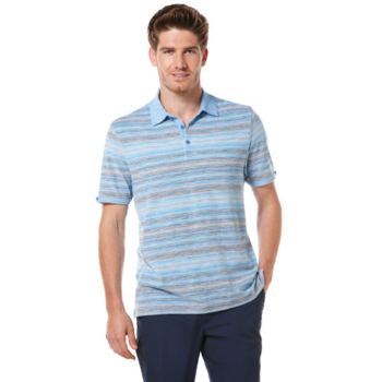 Perry Ellis® Men's French Blue Short Sleeve Striped Pique Polo