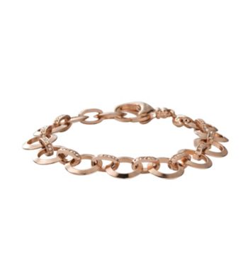 Fossil® Rose Goldtone Link Charm Bracelet with Glitz Accents