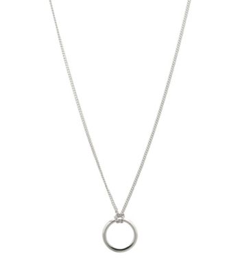 Fossil® Silvertone Chain with Silvertone Circle Pendant Drop to Hold Charms