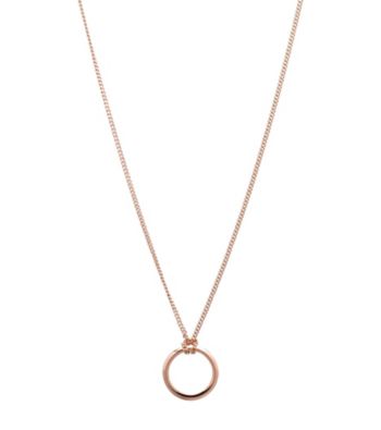 Fossil® Rose Goldtone Chain with Circle Pendant Drop to Hold Charms
