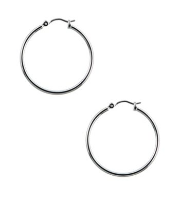 Nine West® Small Polished Silvertone Click It Hoop Earrings
