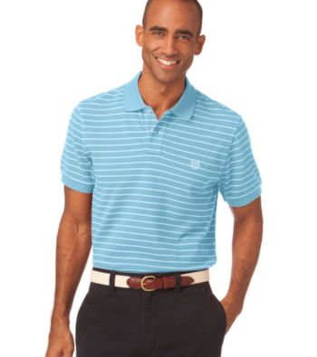 Chaps® Men's Caribbean Blue Waverly Custom Fit Striped Polo