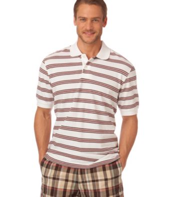 Chaps® Men's White Short Sleeve Santa Clara Stripe Polo