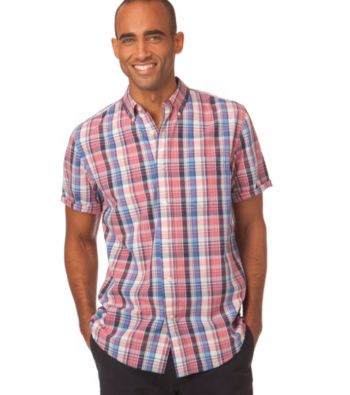 Chaps® Men's Short Sleeve Sundrenched Copperwood Plaid Woven