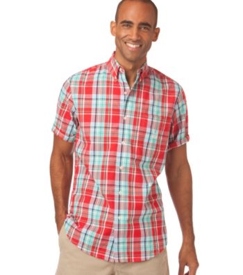 Chaps® Men's Big & Tall Short Sleeve Shettle Wood Plaid Woven