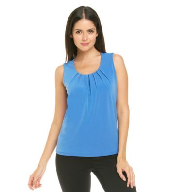 Evan-Picone® Sleeveless Pleatneck Solid Top