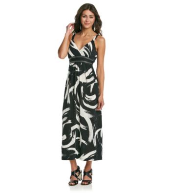 Studio West V-Neck Embelishment Print Maxi Dress