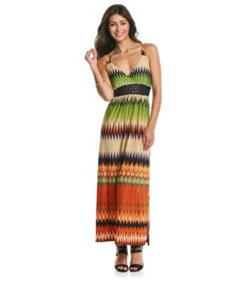 Studio West V-Neck Embelishment Print Maxi Dress