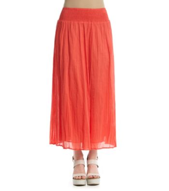 Studio West Smocked Waistband Solid Long Skirt