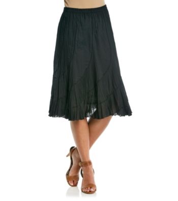 Studio West Stretch Waistband Solid Swirl Skirt