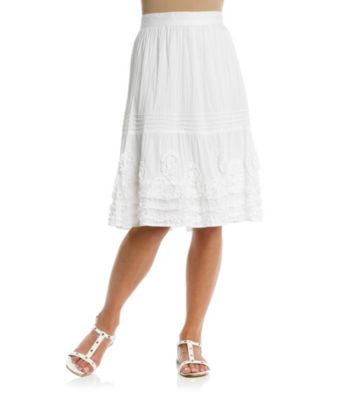 Studio West Stretch Waistband Solid Embelished Solid Skirt