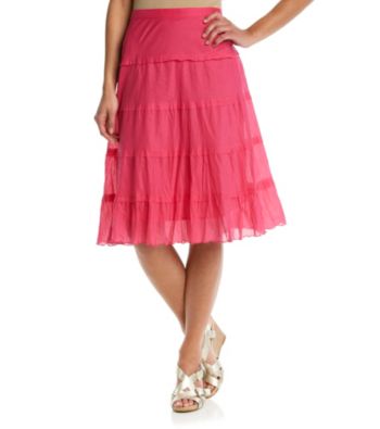 Studio West Stretch Waistband Solid Tiered Skirt