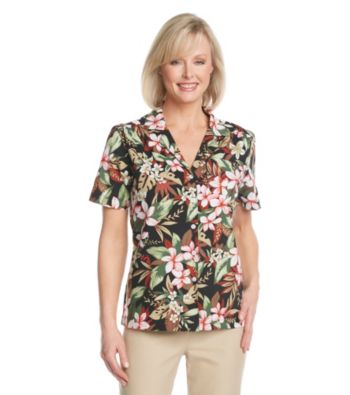 Cathy Daniels® Floral Print Camp Shirt
