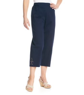 Cathy Daniels® Stretch Waistband Solid Ankle Pant With Embelishment