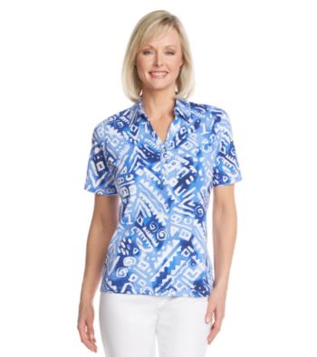 Cathy Daniels® Point Collar All Over Print Top