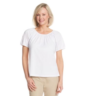 Cathy Daniels® Scoop Neckline All Over Shirred Solid Top