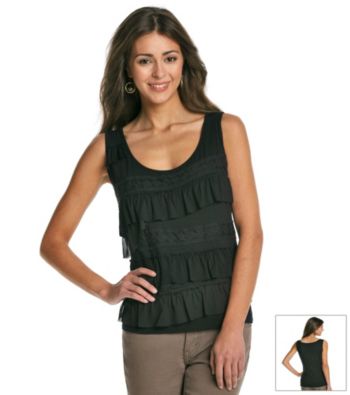 Skye's The Limit® Mix-Media Ruffle Woven Tank