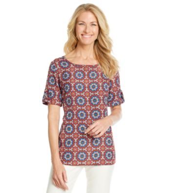 Evan-Picone® Printed Fold Sleeve Woven Top