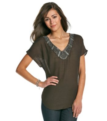 AGB® Solid Dolman Sleeve Woven Tunic