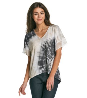 Oneworld® Studded Shoulder High-Low Tie Dye Tee