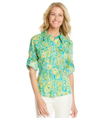 Jones New York Sport® Blue Multi Paisley Printed Fitted Shirt