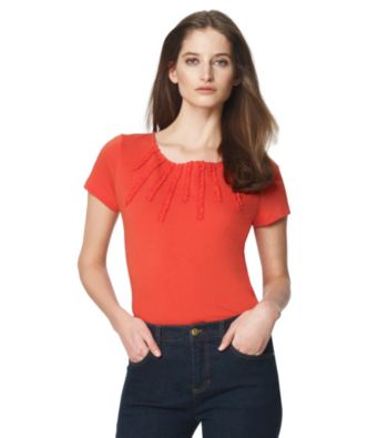 Jones New York Sport® Coral Spray Ruffled Knit Top