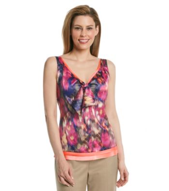 T Tahari® Knot Front Printed Blouse