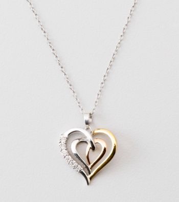 .03 ct. t.w. Diamond Heart Pendant - Sterling Silver/14K Tri-Tone