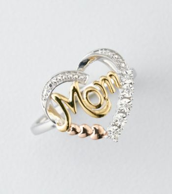 .0165 ct. t.w. Diamond Mom Heart Ring - Sterling Silver/14K Tri-Tone