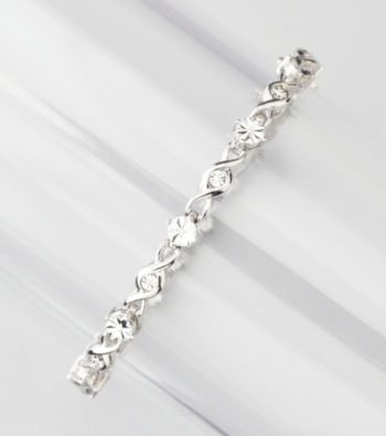 .08 ct. t.w. Diamond Link Tennis Bracelet - Sterling Silver